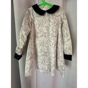 Disney Mickey Mouse Dress Peter Pan Collar Long Sleeve Black White‎ Size 5/6